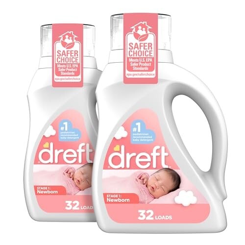 Dreft Newborn Baby Liquid Laundry Detergent, Gentle on Sensitive Skin, HE Compat