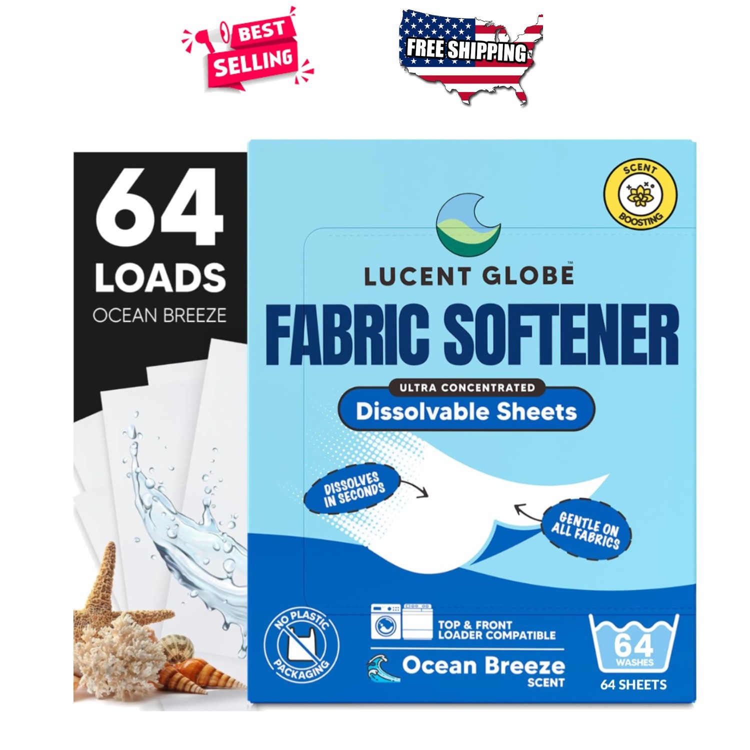 Fabric Softener Sheets Travel Size Odor Fighting Hypoallergenic for All Machines