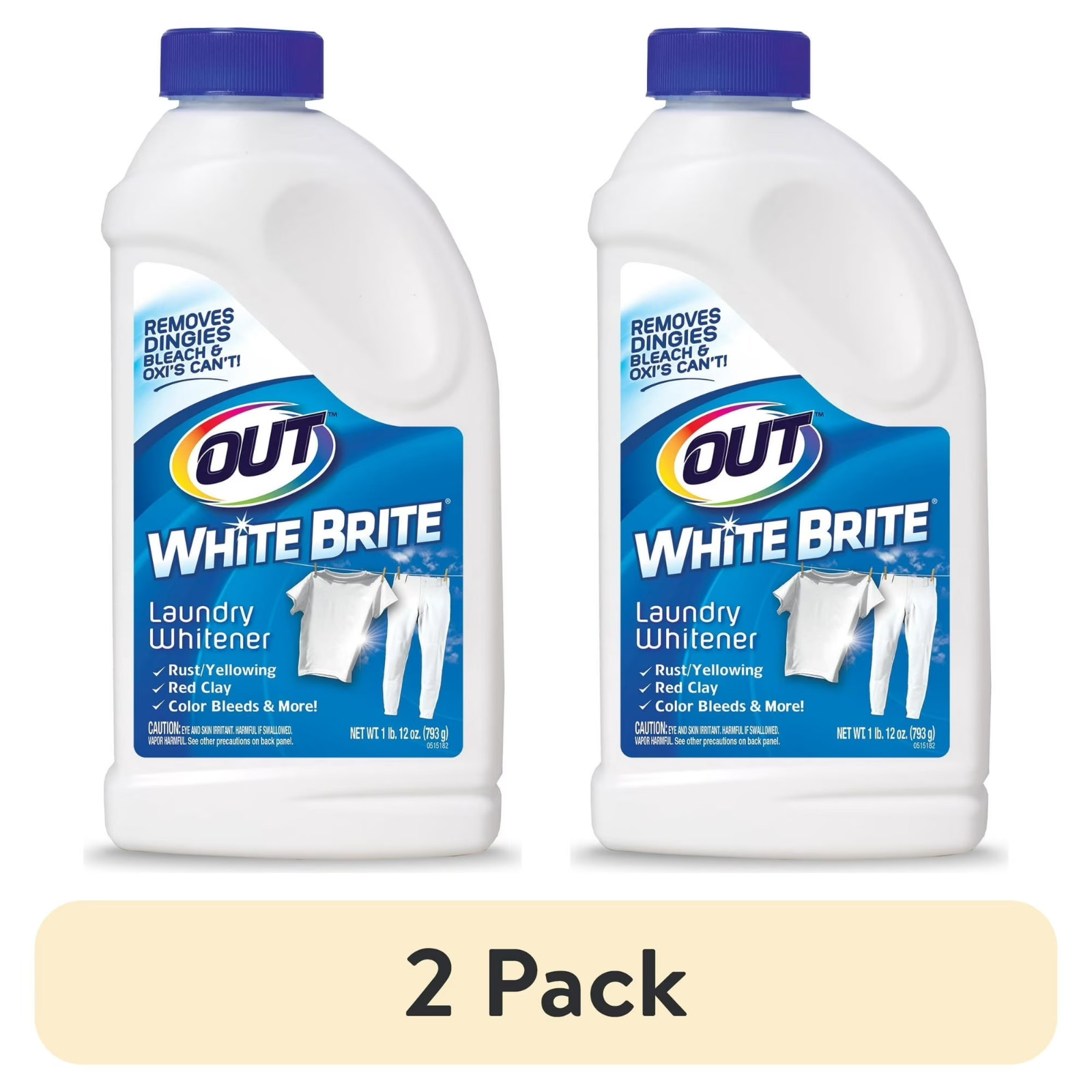 (2 Pack) Out White Brite Laundry Whitener – 28 oz Bottles Bulk