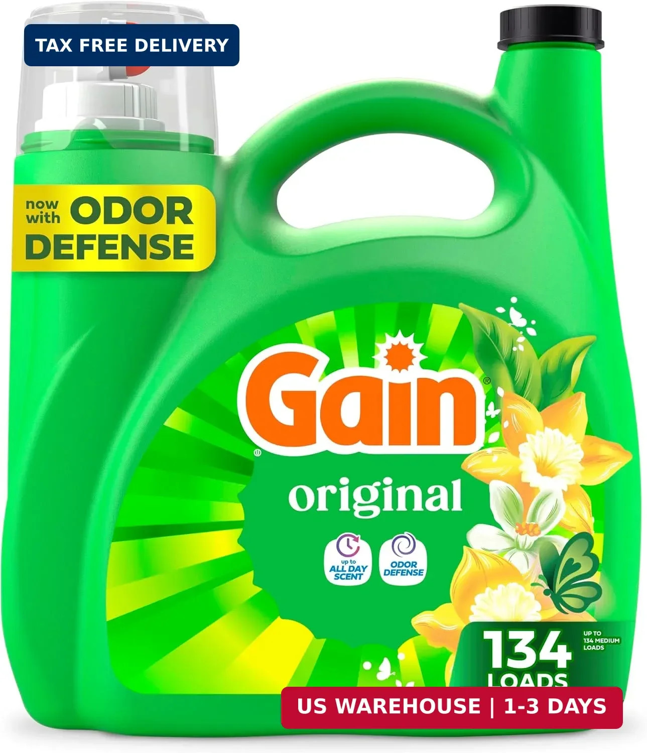 Liquid Laundry Detergent with Odor Defense, Original Scent, For HE Washing