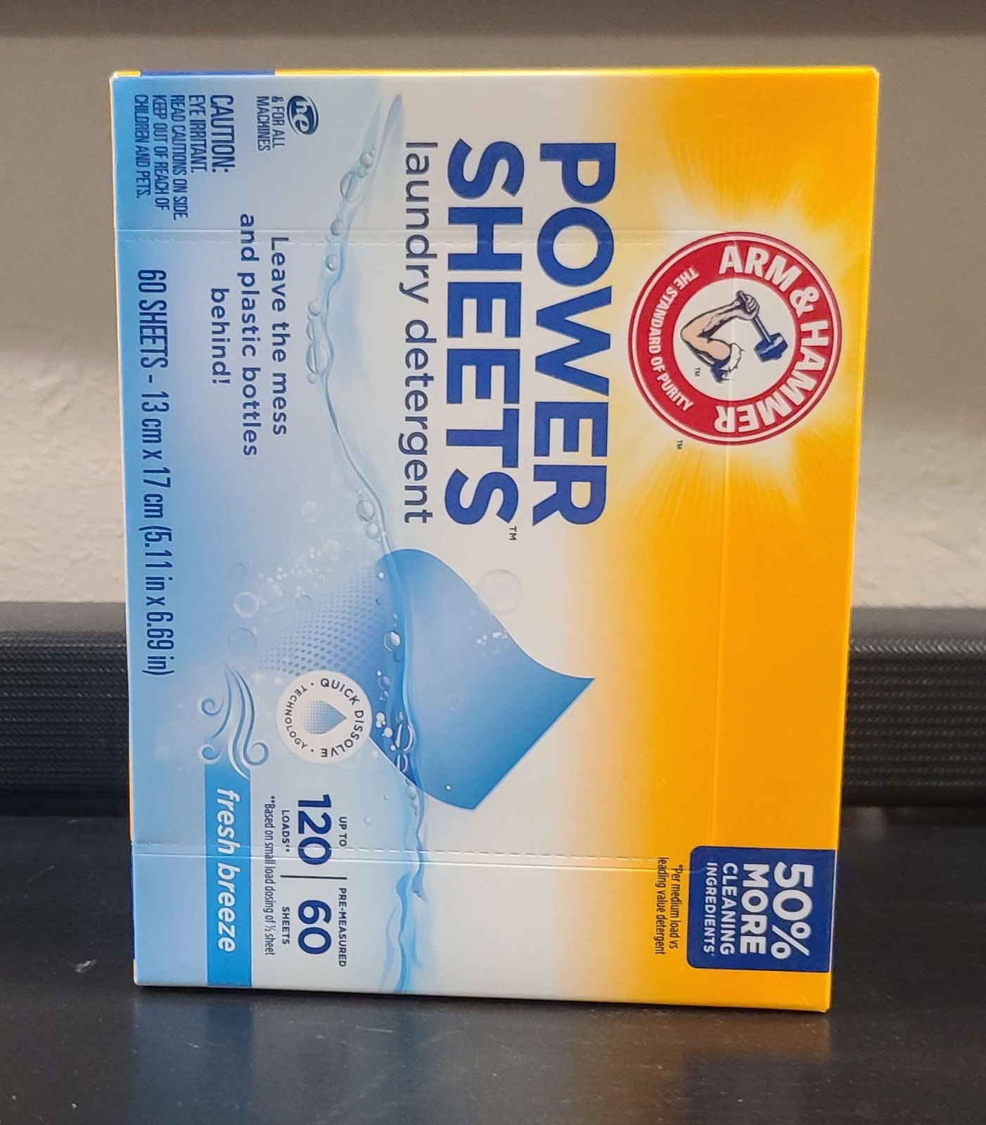 ARM & HAMMER Power Sheets Laundry Detergent, Fresh Breeze, 60 Count, Breeze