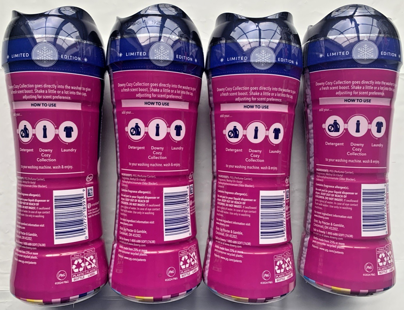 4 Pack Downy Cozy Collection Snowberry Scent Booster 7.8oz Limited Edition