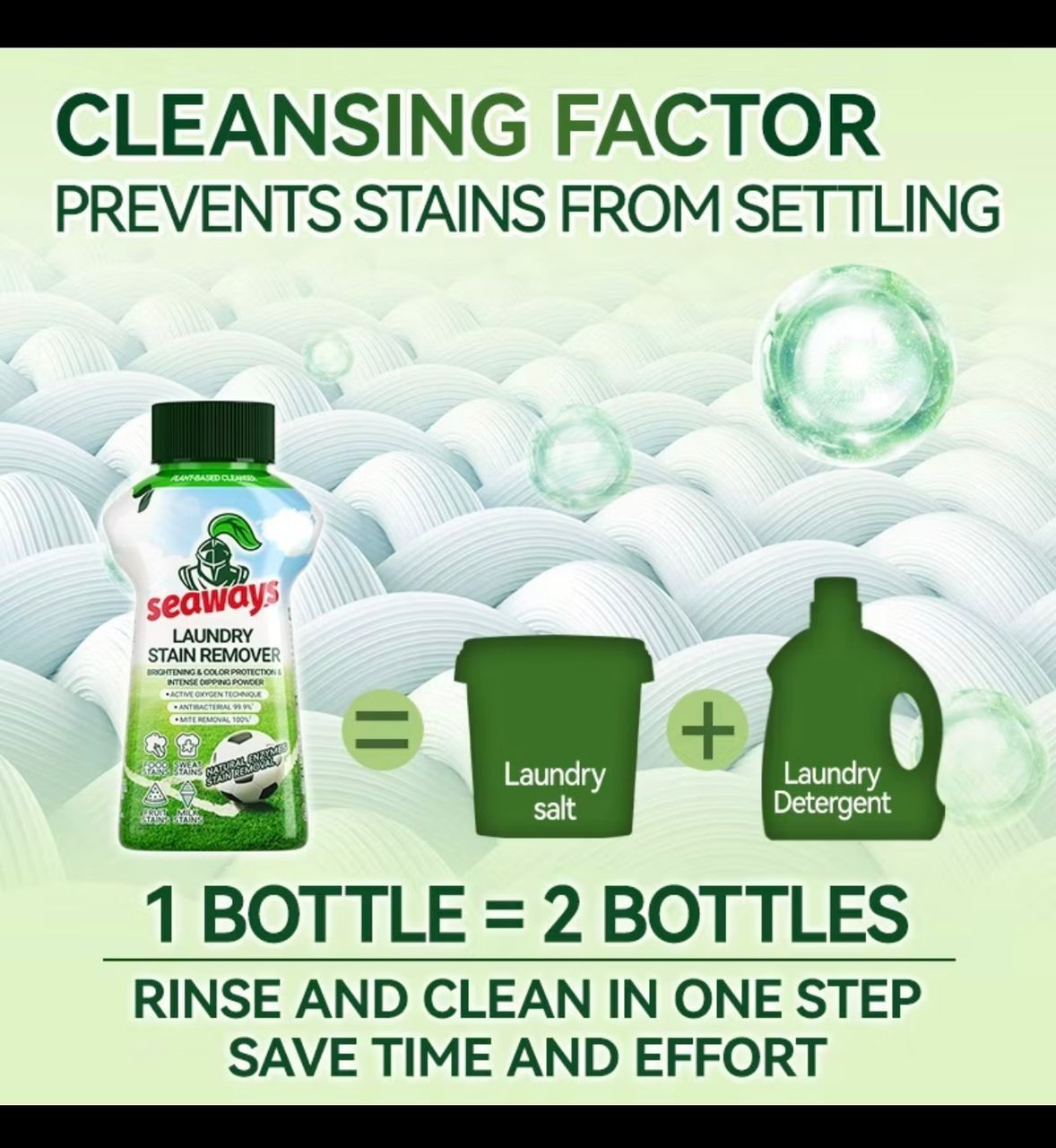 2x Seaways Laundry Stain Remover Powder 340g – Oxygen Cleaning, Color Safe, Odor