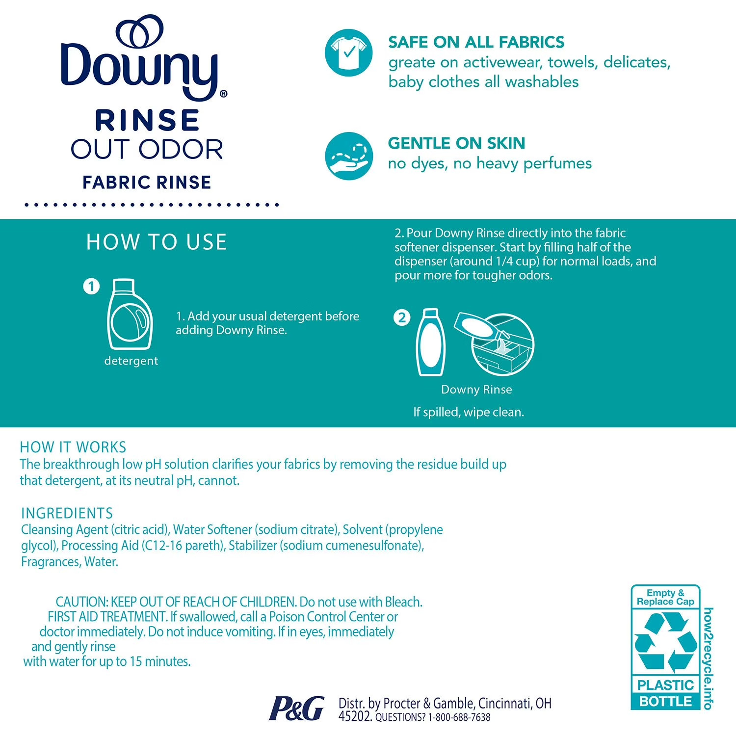 Downy Rinse Laundry Odor Remover, Cool Cotton, 87.5 fl. oz