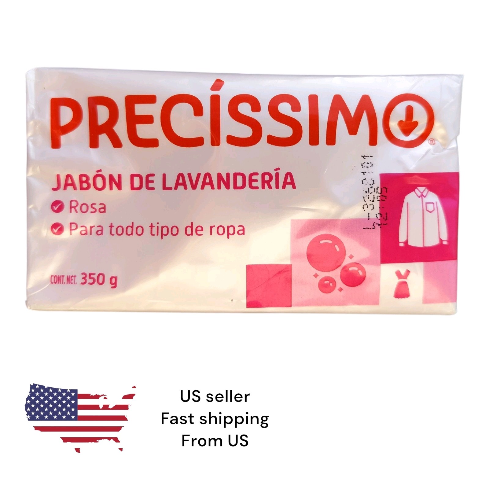 Precissimo Rosa Jabón De Barra Para Lavar 350g/Precissimo Pink Laundry Soap Bar