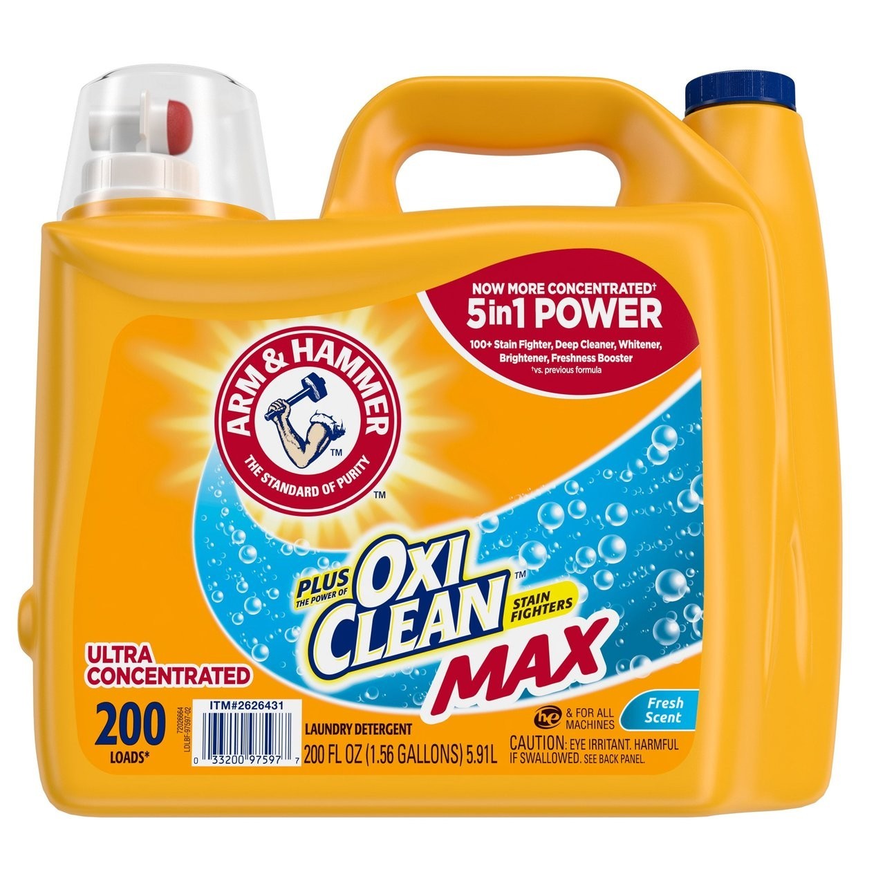 Arm & Hammer Plus OxiClean Max Liquid Laundry Detergent Fresh Scent 200 Loads