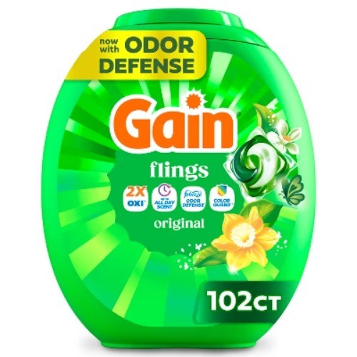 Gain Original Flings Laundry Detergents – 102ct: Paraben-Free