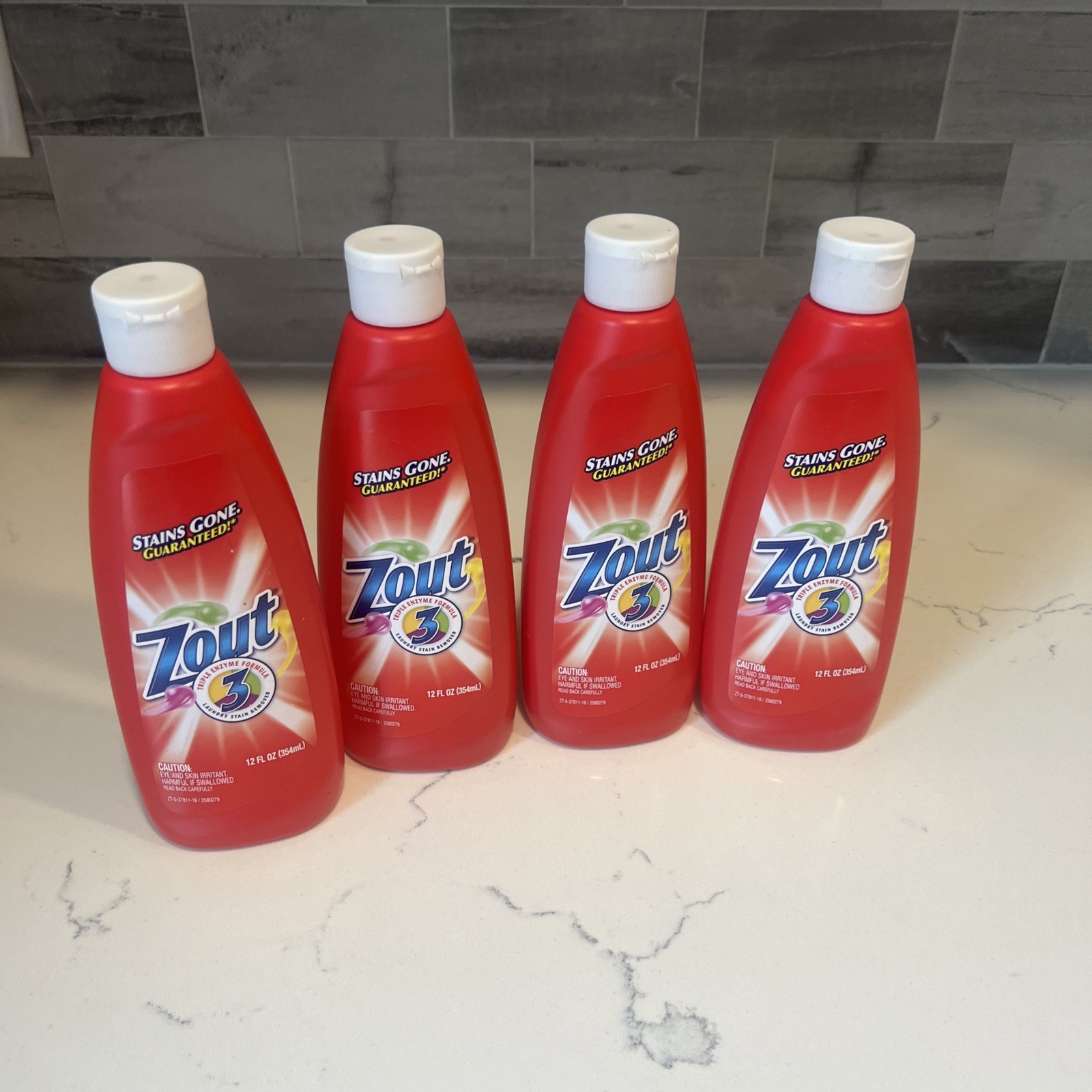 4 Pack of Zout Stain Remover Triple Enzyme Liquid 12 Ounce