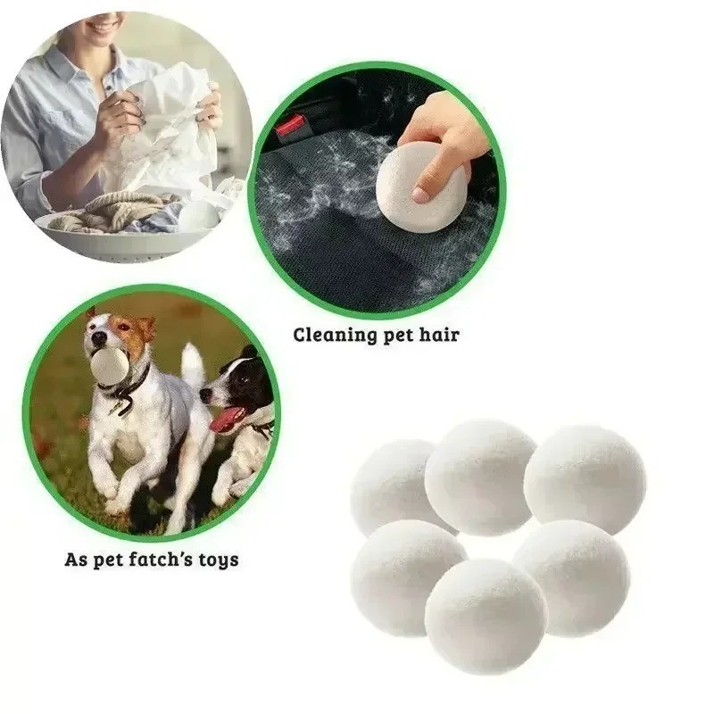 6 Wool Dryer Balls XL Organic Wool Natural Laundry Fabric Softener Antistatic