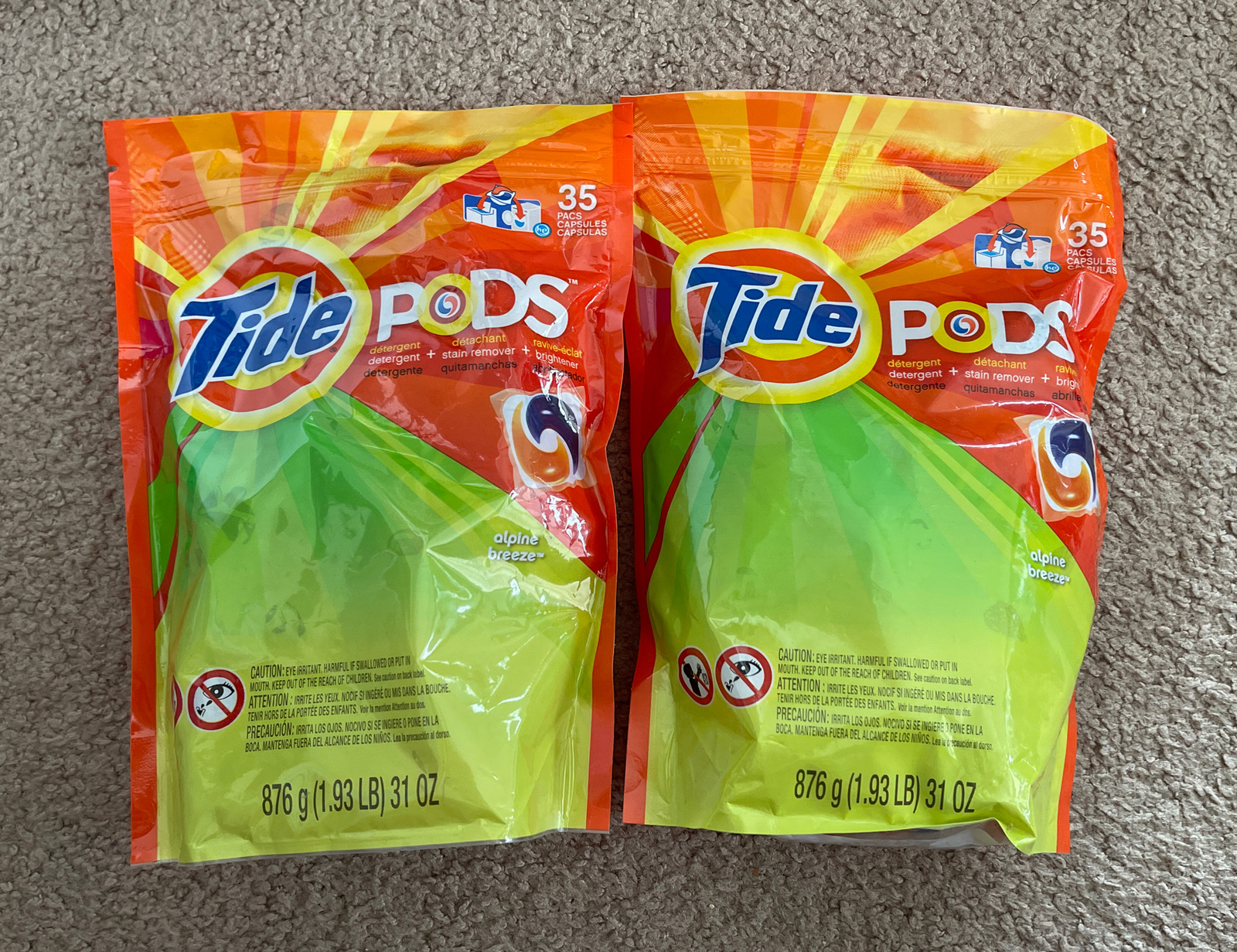 Lot of 2 Tide PODS Alpine Breeze, 2×35, Total 70 Detergent Pacs. Rare HTF