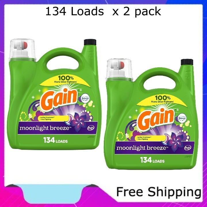 Gain Liquid Laundry Detergent, Moonlight Breeze Scent, 194 fl oz x 2 pack