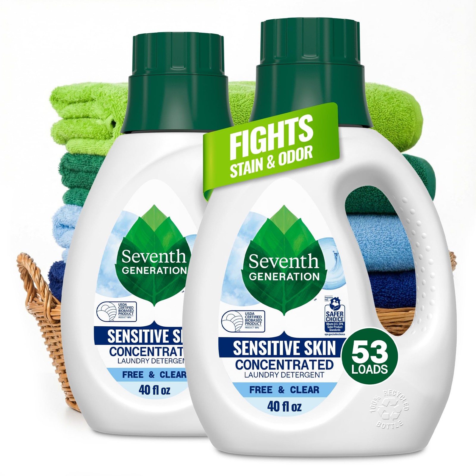 Seventh Generation Concentrated Free & Clear 40 Fl Oz (Pack of 2), Multi