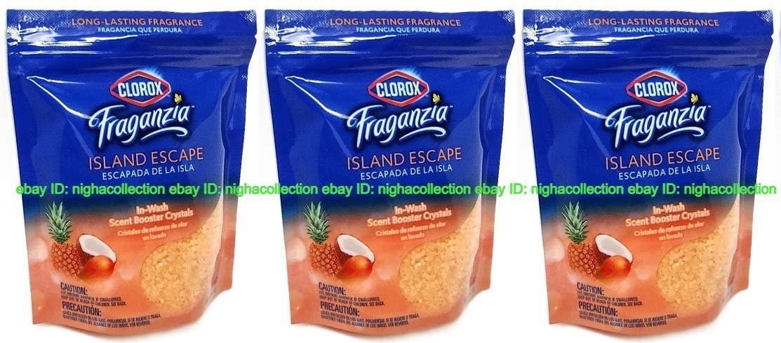 Lot 3 x Clorox Island Escape Fraganzia In-wash Scent Booster Crystals 10 Oz Each