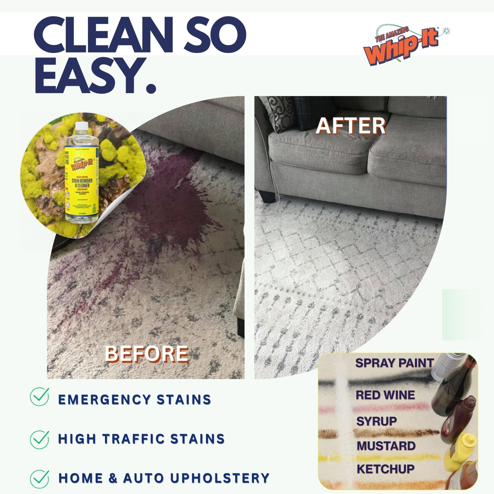 Amazing Whip It Cleaner Multi Purpose Stain Remover Concentrate AUTHENTIC OEM!!!