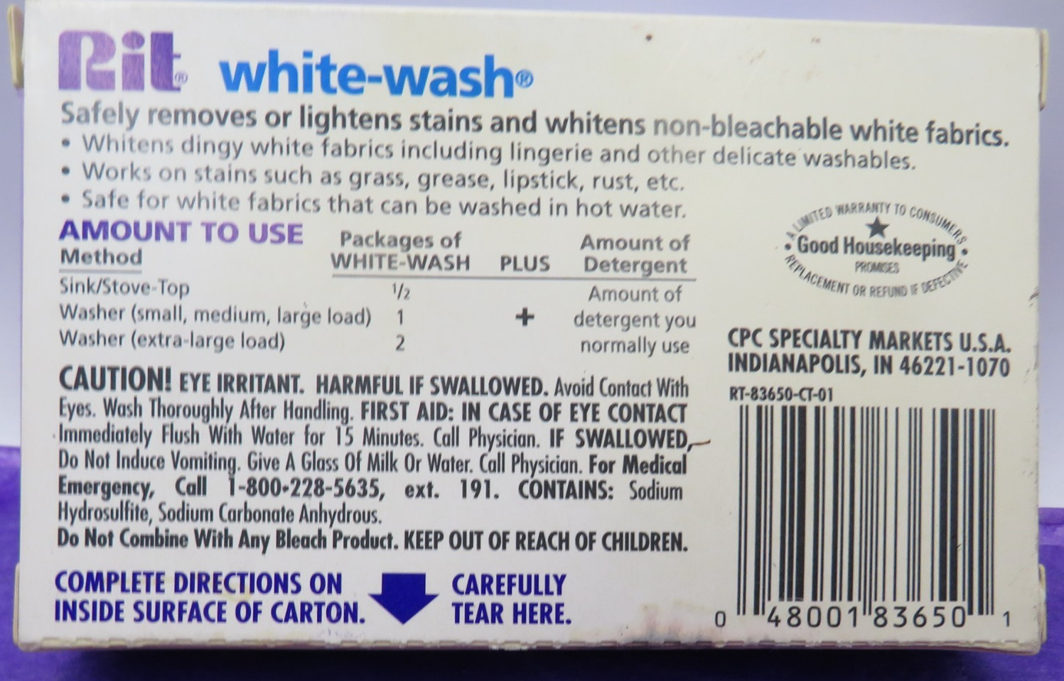 Rit Fabric Treatment White-wash Stain Remover and Whitener Powder-White Wash