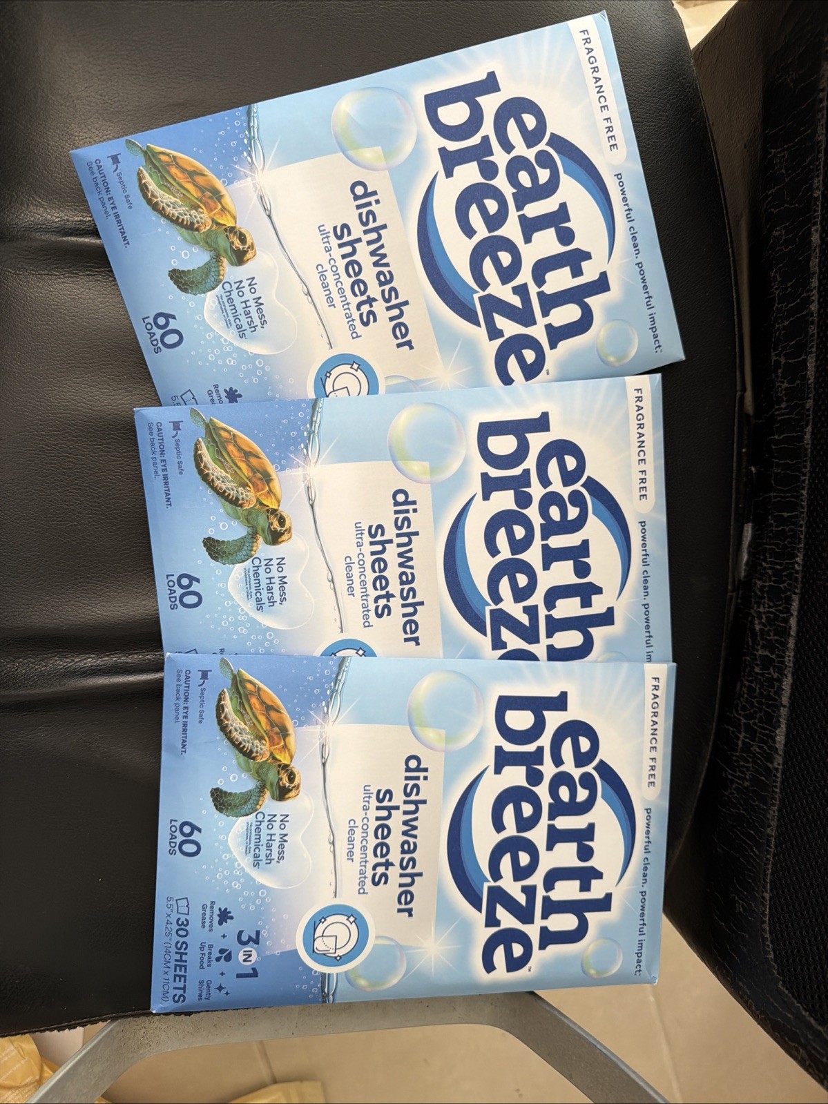 Earth Breeze Dishwasher Sheets 3 Packages 60 Loads Each 30 Sheets Each New