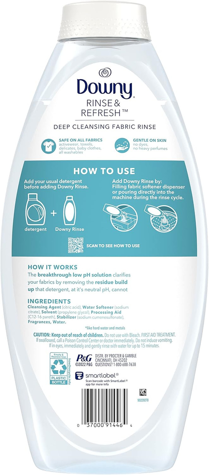 Rinse Laundry Odor Remover, Cool Cotton Scent, 48 Fl Oz, Fabric Softener and Lau