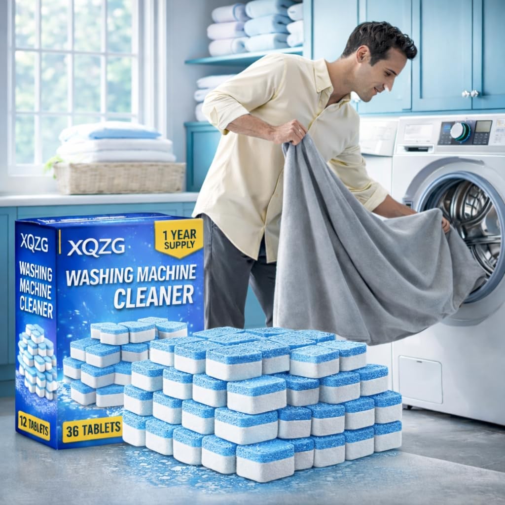 XQZG Washing Machine Cleaner Tablets – 36 Pack Deep Cleaning Descaler