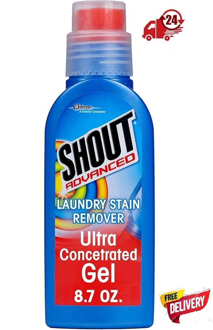 Shout Advanced Ultra Concentrated Gel Stain Remover Scrubber Brush 8.7 Oz