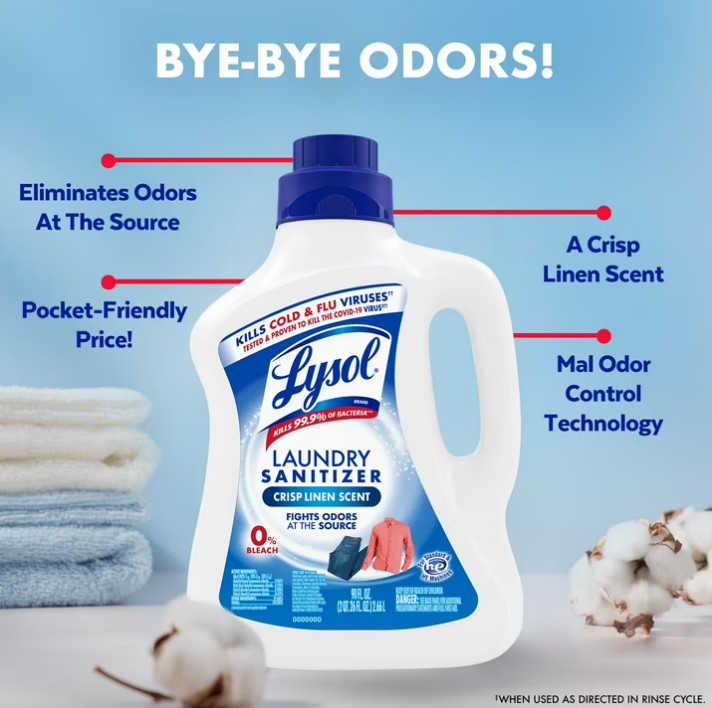 3PACK Lysol Laundry Sanitizer Additive, Sanitizing Liquid for Clothes and Linens