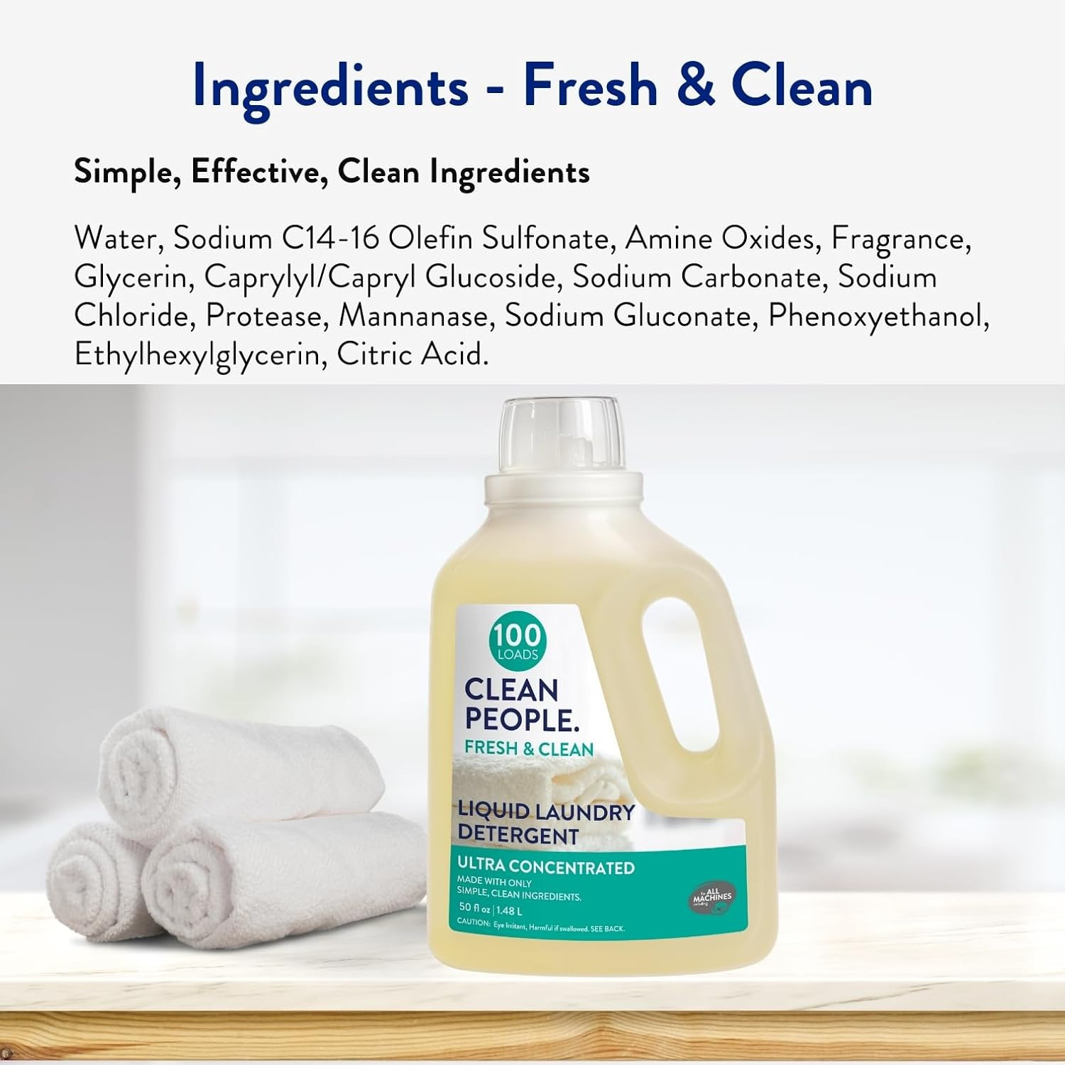 The Clean People Liquid Laundry Detergent – Stain Fighting – Ultra, 200 Loads