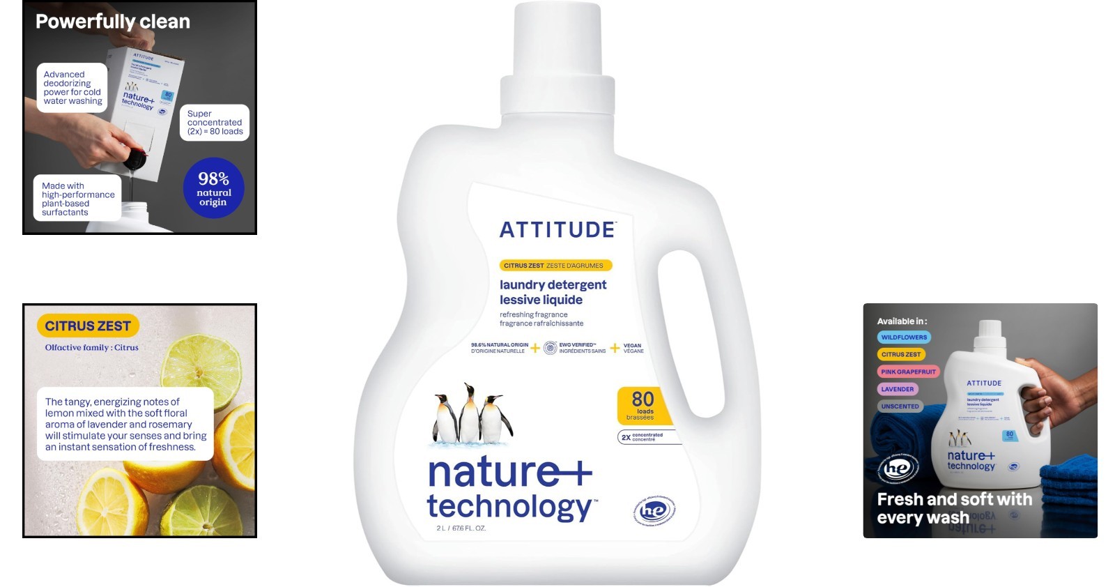 High Efficiency Laundry Detergent, Citrus Zest – 67.6 Fl Oz for 80 Loads