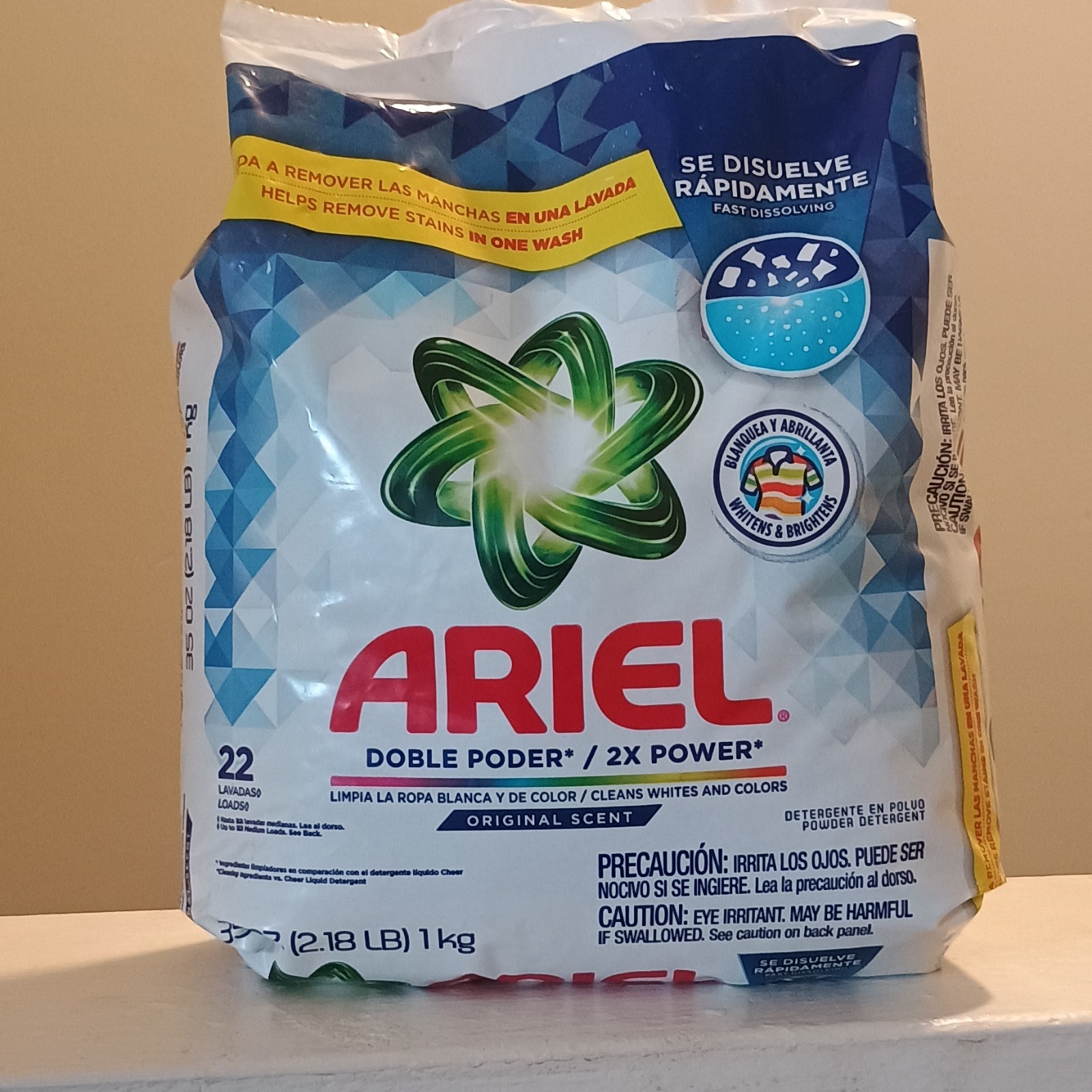 Ariel 2X Power Laundry Detergent Powder Original Scent 1kg 22 Loads