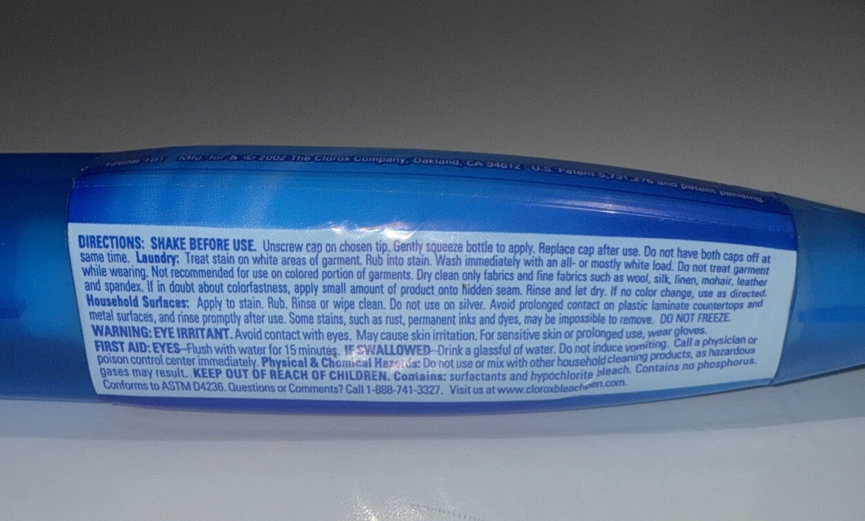 Clorox Bleach Pen Gel For Whites Dual Tipped 2 Oz Discontinued 2002