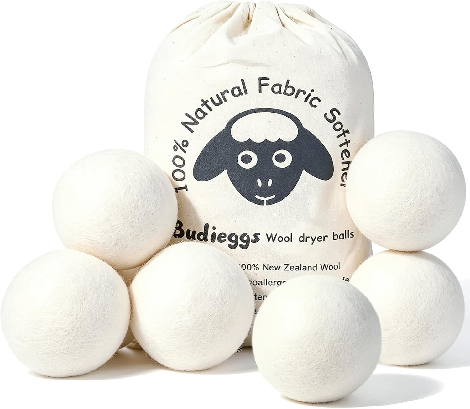 6 Premium XL Dryer Balls 100% Organic Natural New Zealand Wool