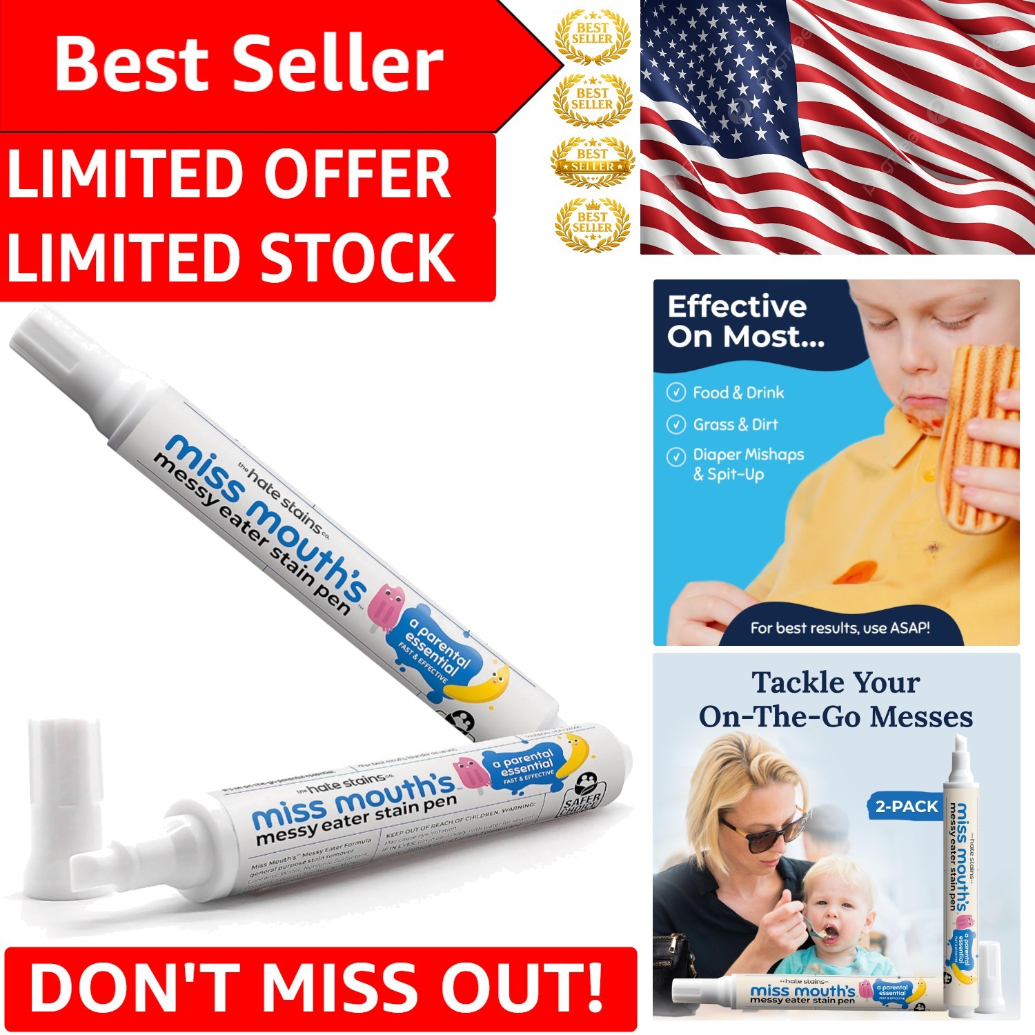 Messy Eater Stain Treater Pen – 2 Pack Instant Stain Remover for Baby Essentials