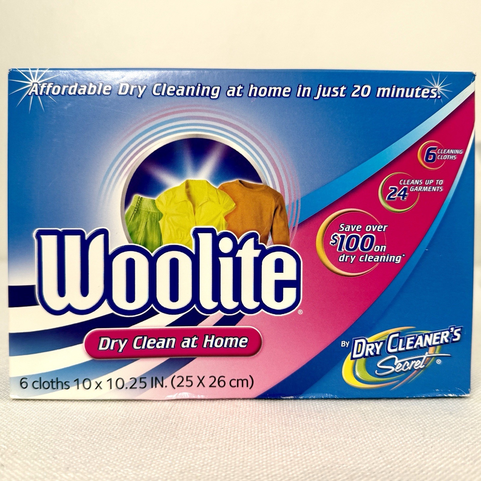 Woolite Dry Clean At Home Dry Cleaner’s Secret 1 Full Box 6 Cloths New