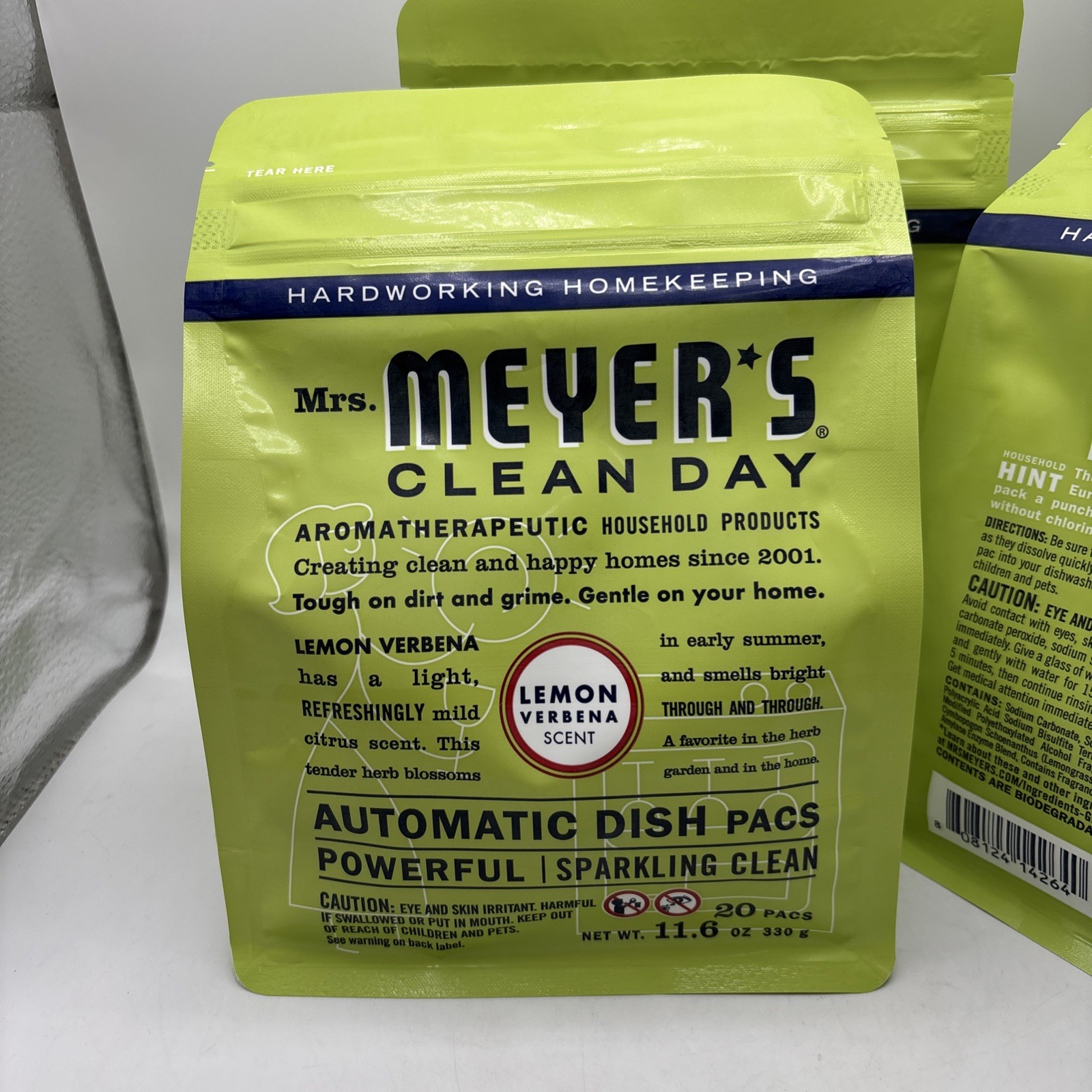Lot of 3 Mrs Meyer’s Clean Day Dish Pacs Lemon Verbena 20 Ct 11.6 oz