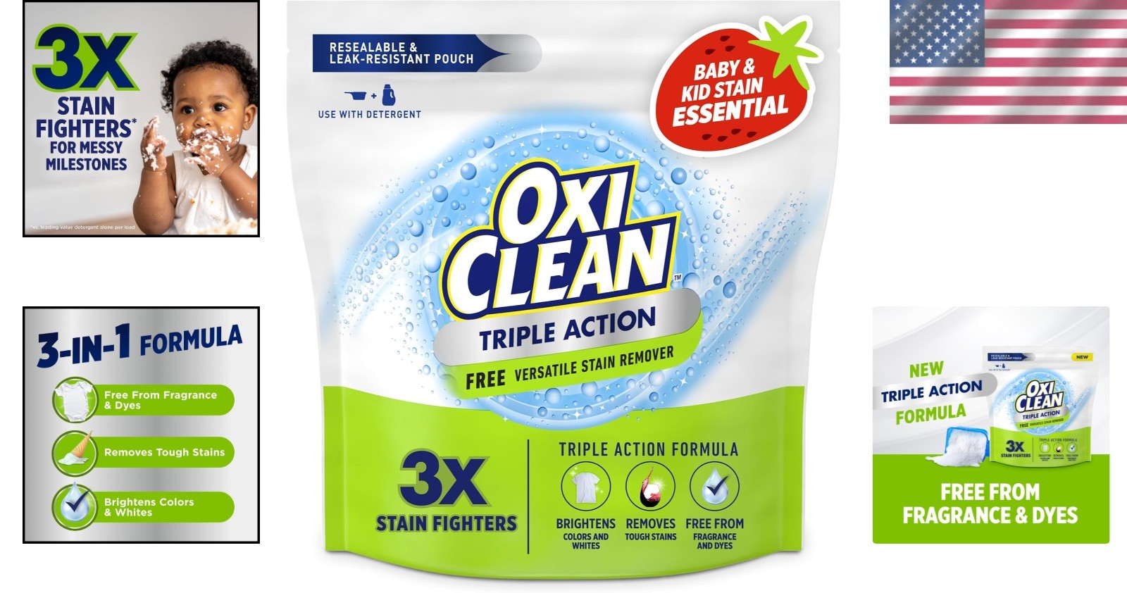 Triple Action Free Stain Remover Powder, 4 lbs – Eco-Friendly & Fragrance-Free