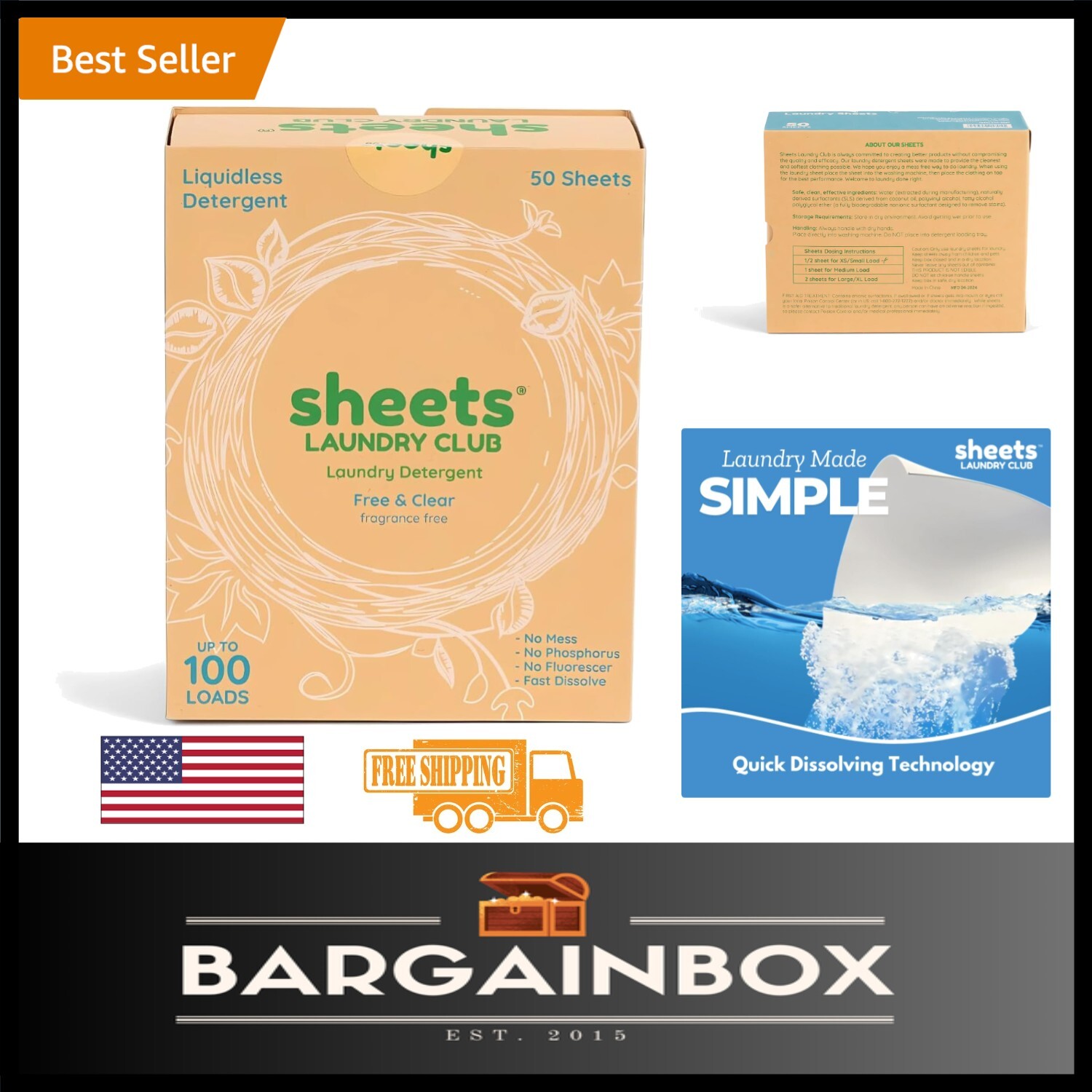Convenient Quick-Dissolving Laundry Sheets – 100 Loads, Plastic-Free Packaging
