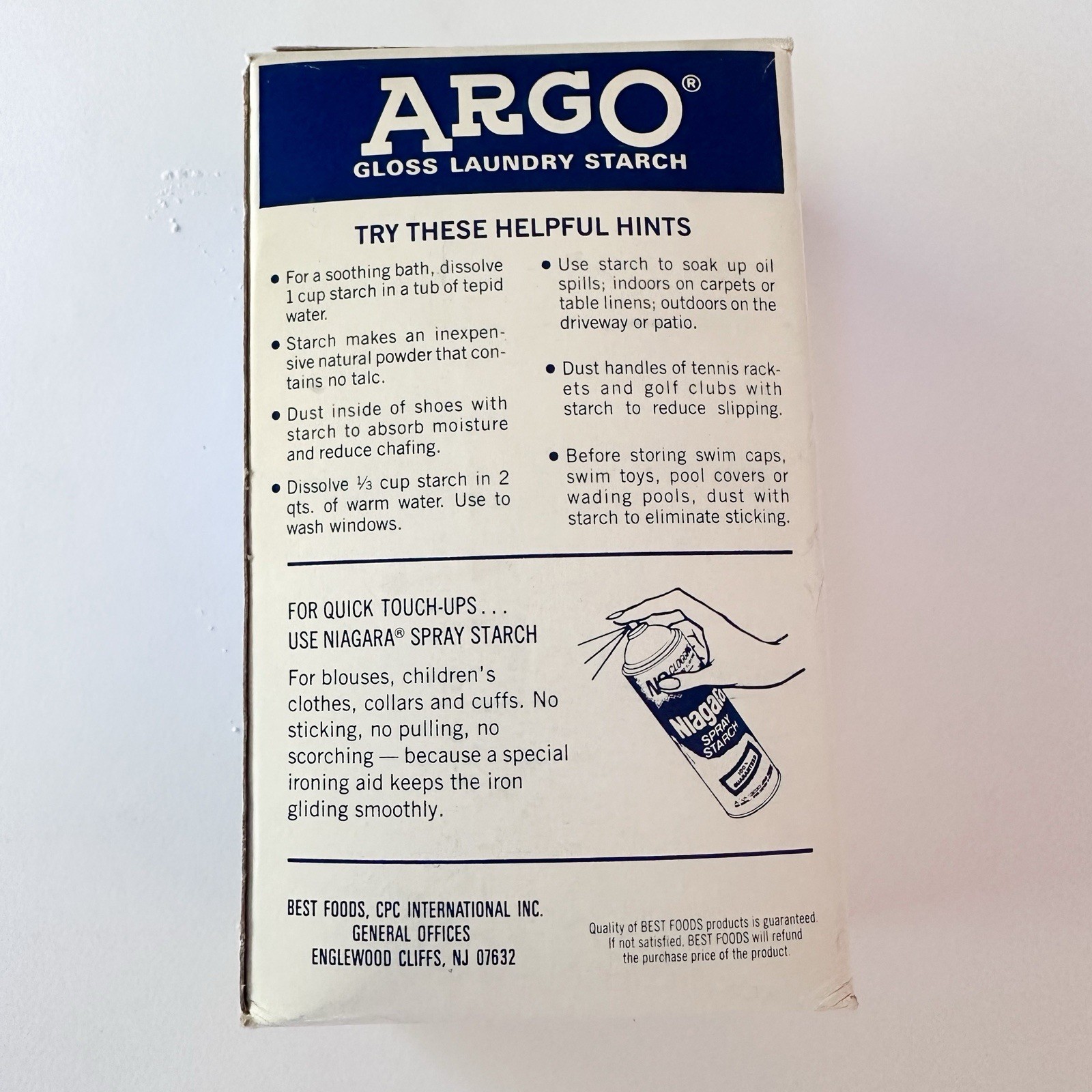 NEW Vintage ARGO Gloss Laundry Starch 16oz 1 lb Blue Box USA Unopened Deadstock