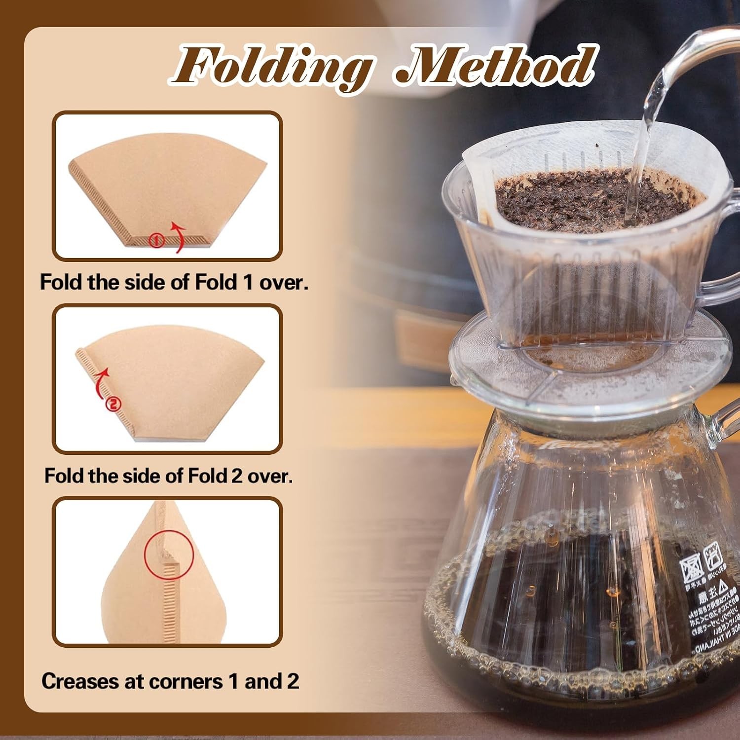 Disposable Coffee Paper Filters, 160 Pcs #4 Cone Coffee Filter 8-12 Cup (Natural