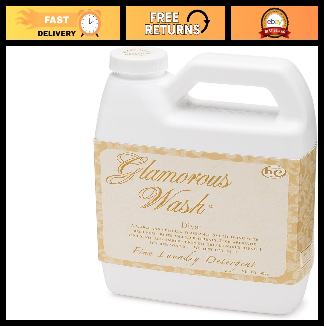 Glamorous Floral Liquid Laundry Detergent – 907g, Fresh Scent, Diva Fragrance