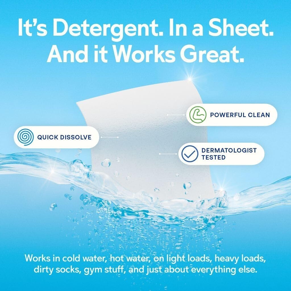 Earth Breeze Laundry Detergent 30-Eco Sheets Fragrance Free Up to 60 Loads – New
