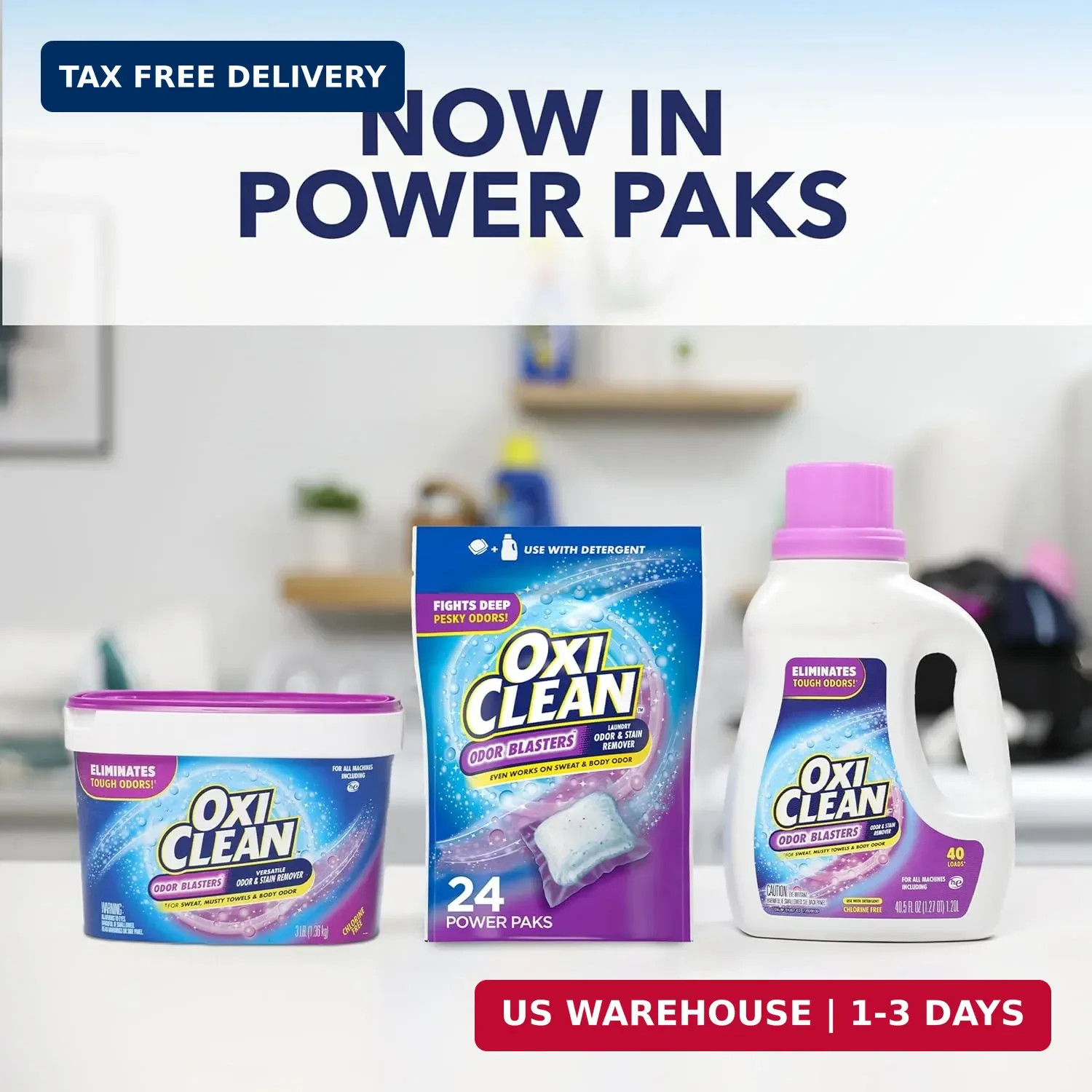 OxiClean Odor Blasters Odor and Stain Remover Laundry Power Paks, 24 Ct