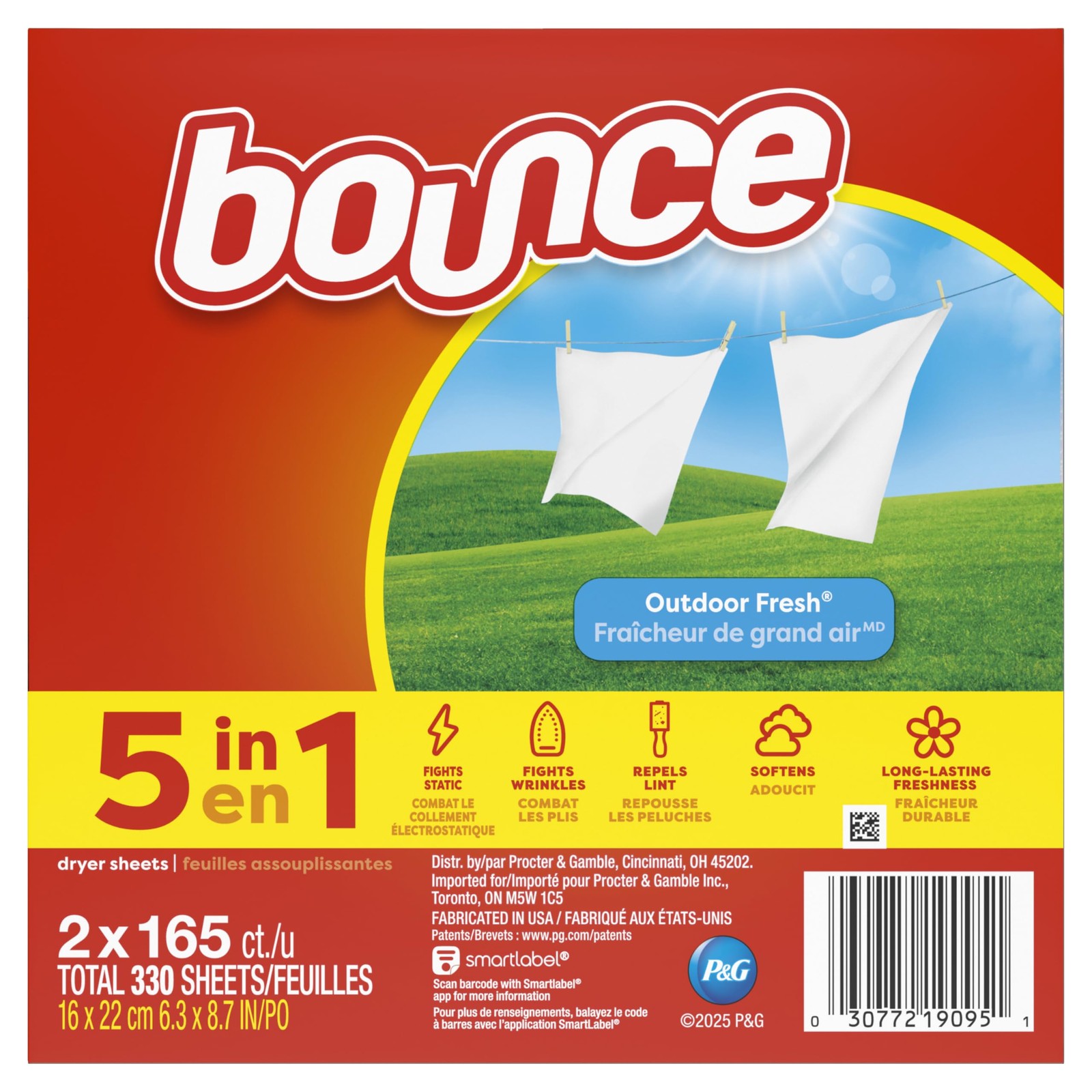 Dryer Sheets, 330 count, Outdoor Fresh Scent, Fabric Softener Sheets, Reduces…
