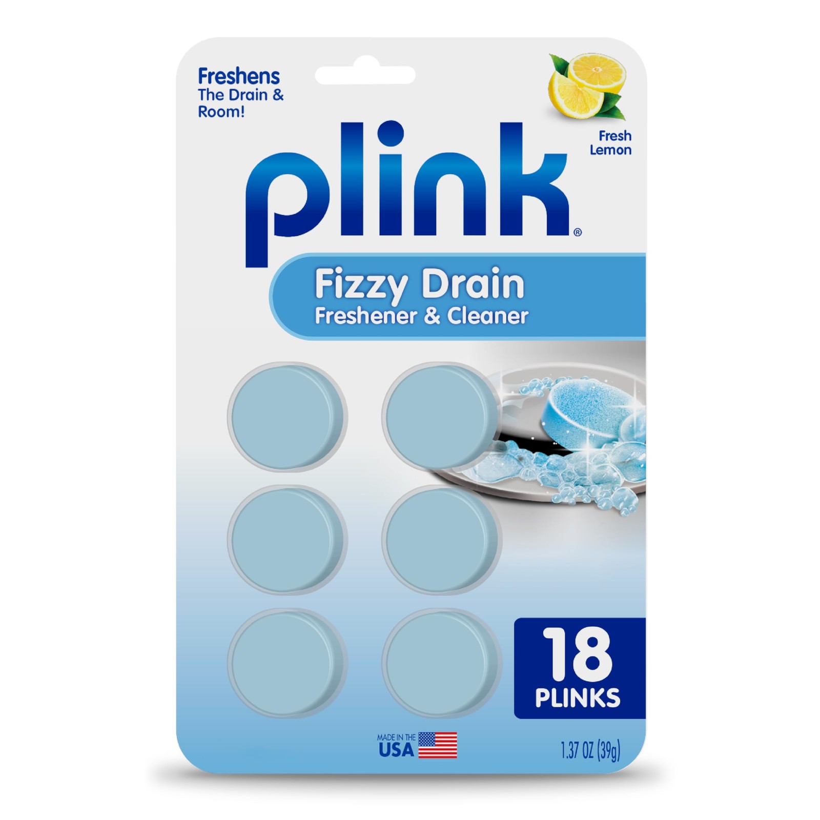 Plink Fizzy Drain Cleaner & Deodorizer Tablets, Lemon 6 Count (Pack of 3)
