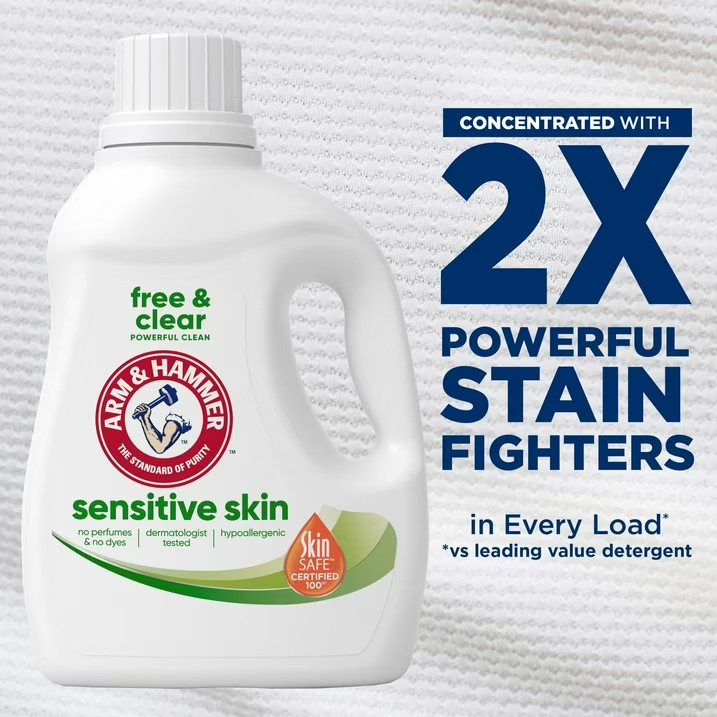ARM & HAMMER Sensitive Skin Free & Clear Liquid Laundry Detergent, 105 fl oz, 10