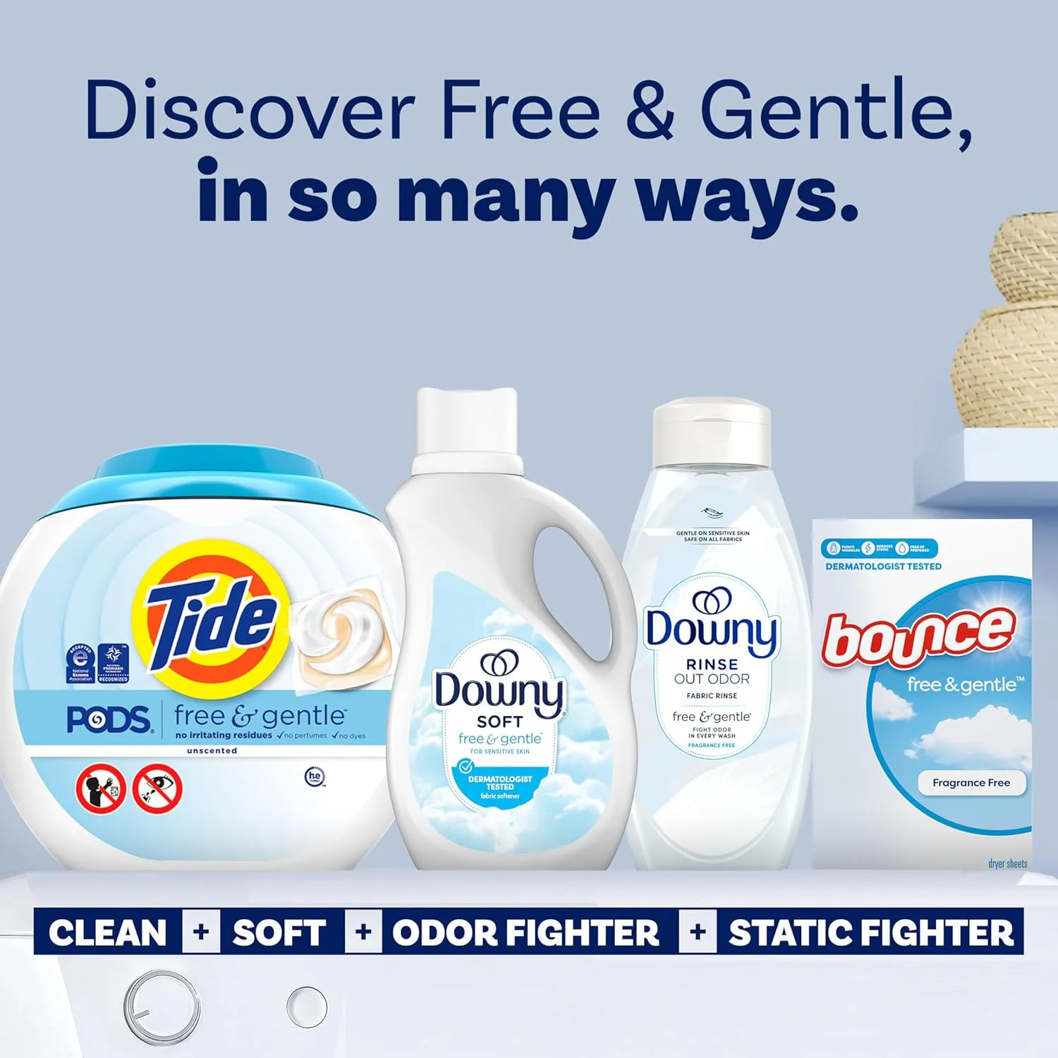 Downy Free & Gentle Liquid Fabric Softener 44 fl oz 60 Loads Hypoallergenic