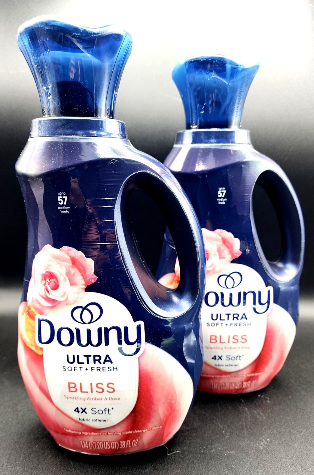 2 Downy ULTRA BLISS Sparking Amber & Rose Fabric Conditioner Softener 38 oz Ea