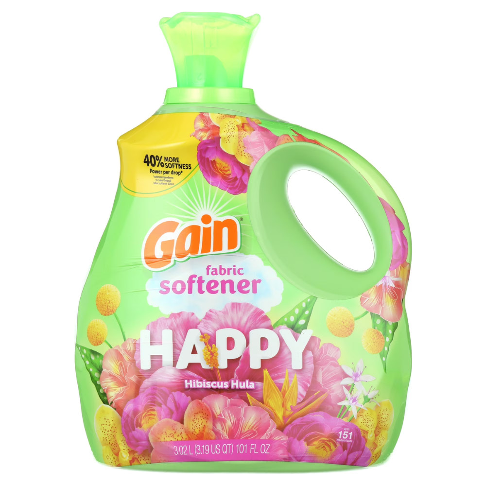 Gain Liquid Fabric Softener, Happy Hibiscus Hula, 101 fl oz, 151 Loads, 2 Pack