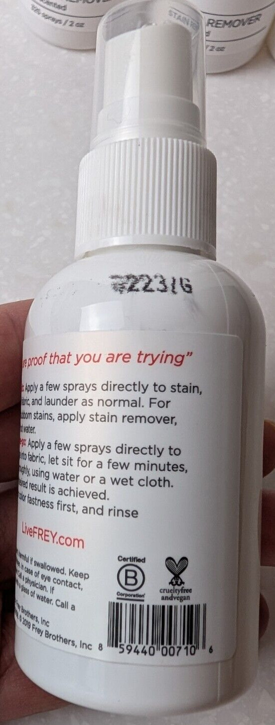 FREY Laundry Stain Remover Uncented 325 Sprays 2oz Lot Of 4 – Buy More Save More