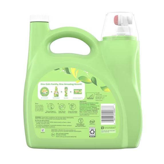 Gain Liquid Fabric Softener Original Scent 140 fl oz, 3-Pack, 190 Loads