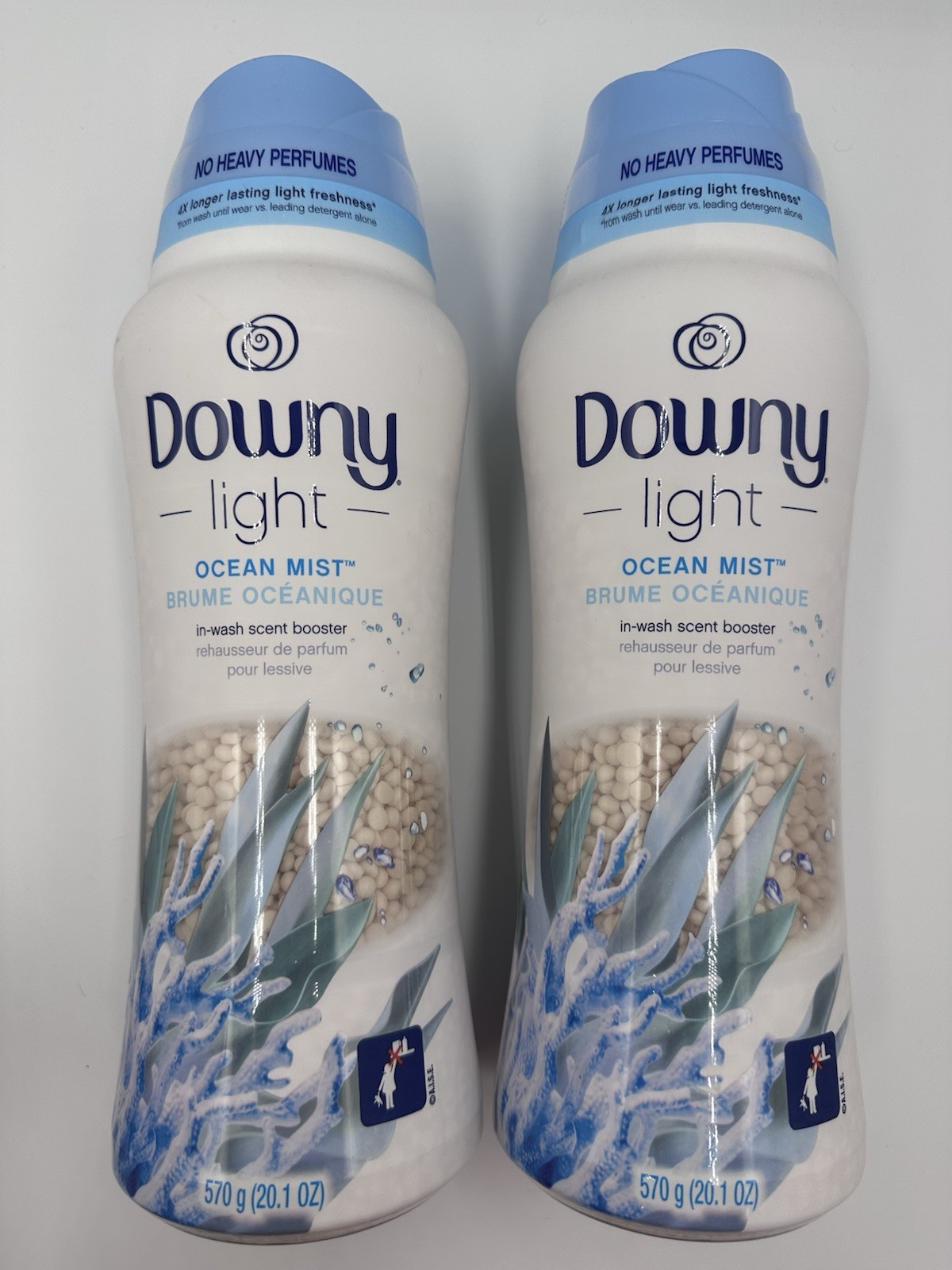2x Downy Light Ocean Mist Scent Laundry Scent Booster Beads 20.1 OZ HTF