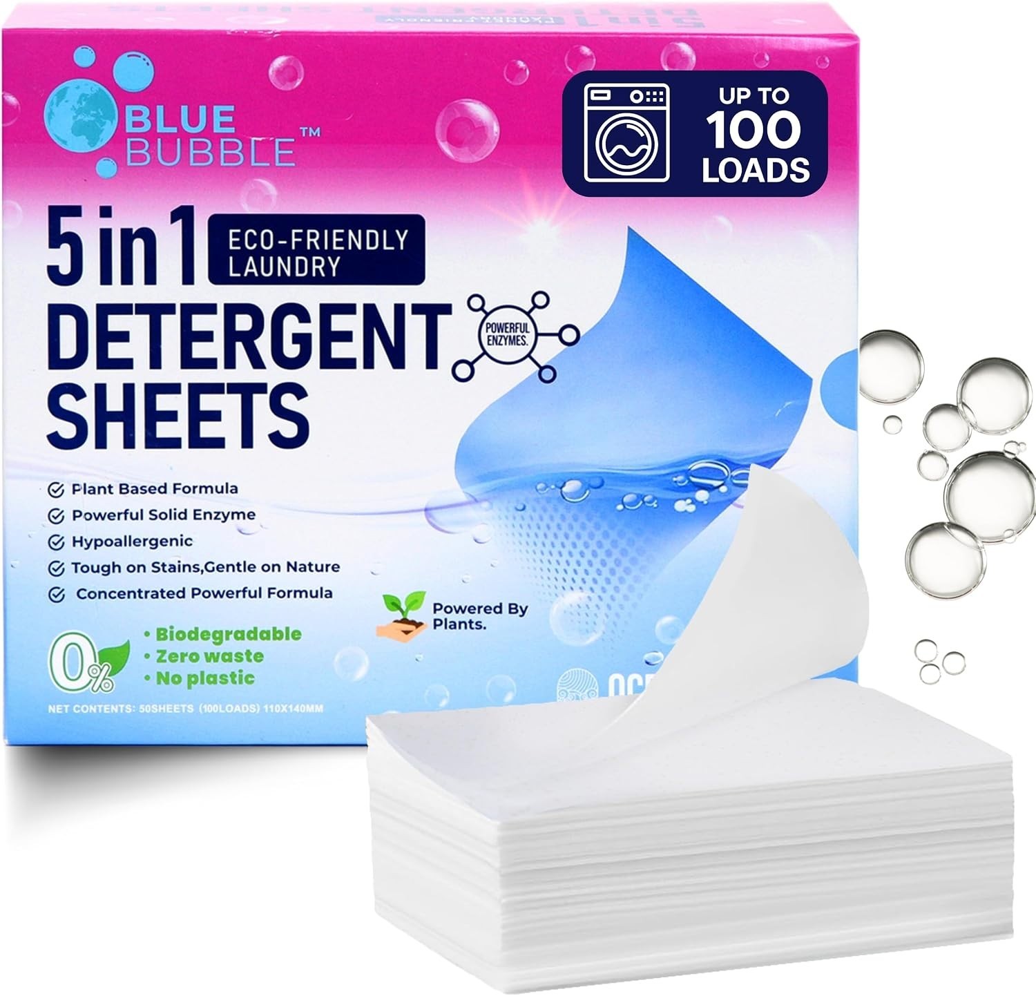 Eco Friendly Laundry Detergent Sheets Ocean Breeze Scent – 5in1 Plant Based L…