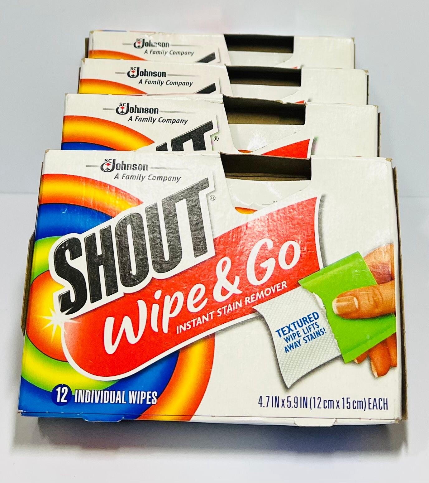 Shout Wipe & Go Instant Stain Remover – 12 Individual Wipes – NEW ✅4 PACK